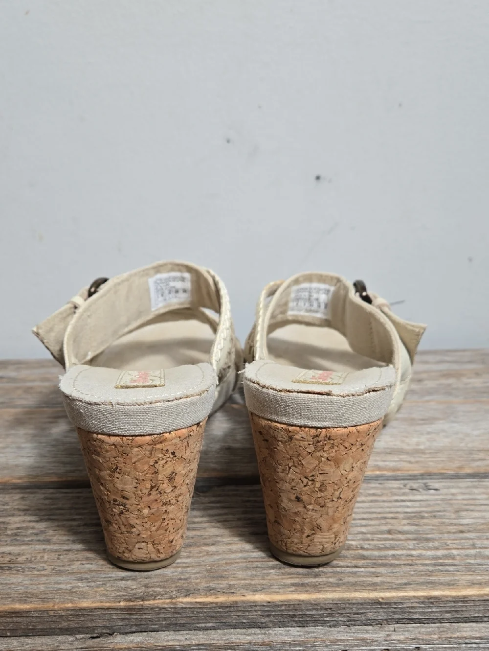 Skechers Y2K Vintage Cream Beige Cork Wedge Sandals